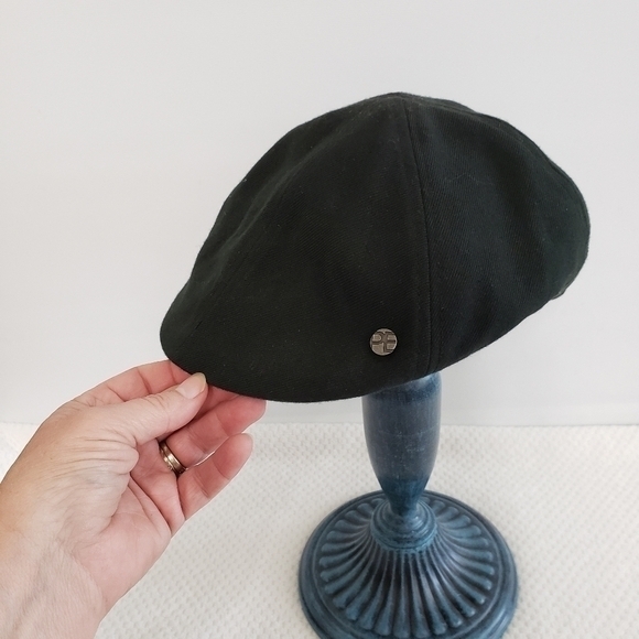 Flat Cap Drivers Newsboy Hat Black Adjustable Wool Blend Very‎ Good Pre-owned - Picture 10 of 10